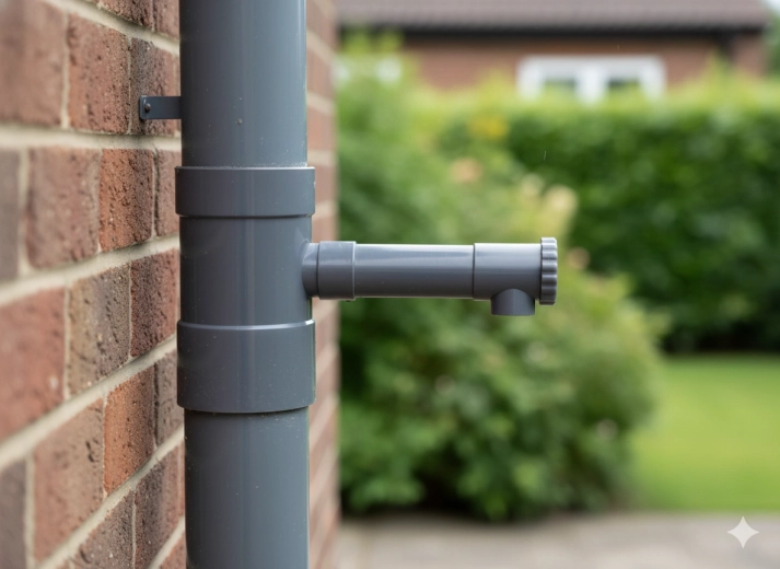 Évacuation pratique de l’eau vers le tonneau