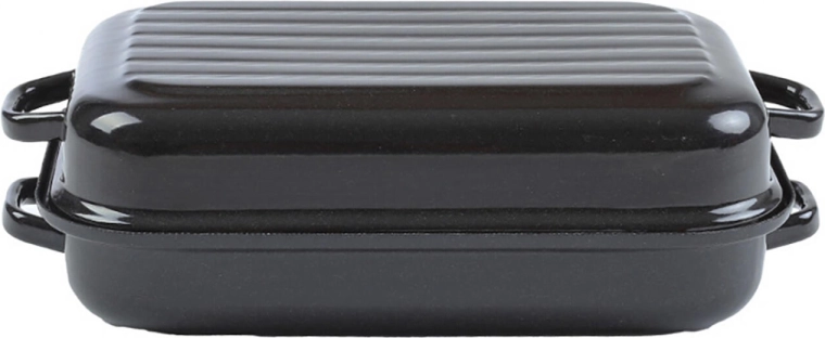 Rôtissoire émaillée en deux parties 35 × 24 cm avec couvercle et fond rainuré