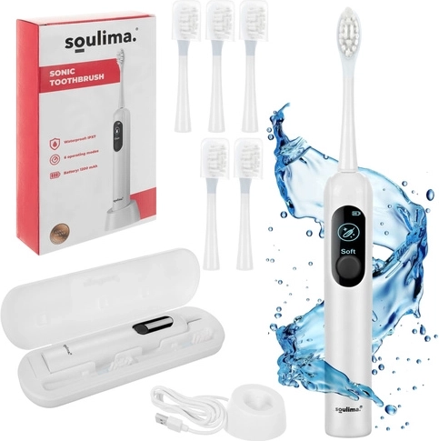 Brosse à dents électrique sonique SOULIMA blanche avec écran