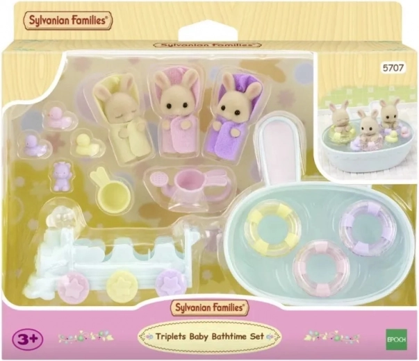 Sylvanian Families bain pour triplés – set avec lapereaux et accessoires