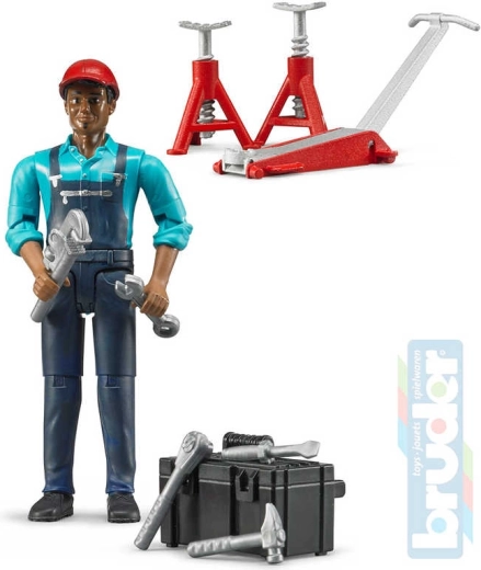Figurine de mécanicien Bruder avec accessoires