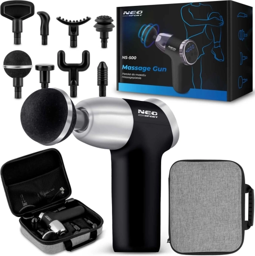 Pistolet de massage Neo-Sport NS-500 avec 8 embouts, noir