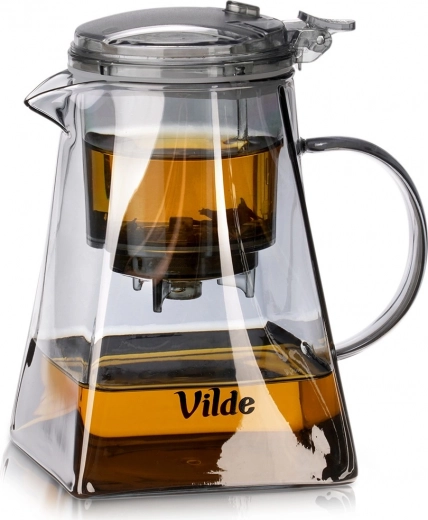 Théière en verre avec infuseur à déclenchement et égouttage 880 ml