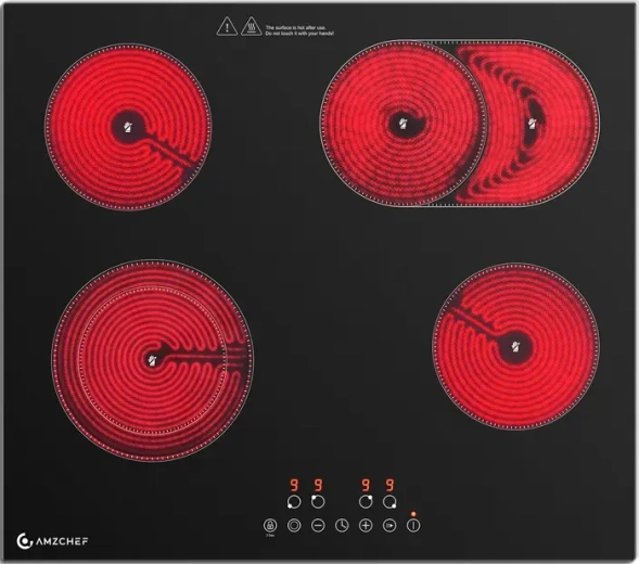 Table de cuisson vitrocéramique encastrable Amzchef 4 zones 7200 W