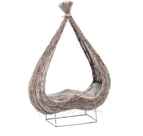 Cache-pot en osier en forme de cœur avec effet blanchi 45 × 15 × 59 cm