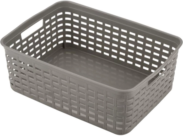 Panier de rangement en plastique HEIDRUN avec motif rotin 39 × 29 × 13 cm - 1 pièce