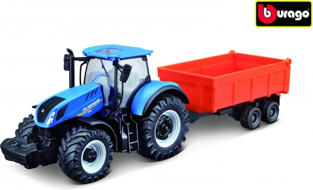 Bburago Farmland tracteur NEW HOLLAND T7.315 HD avec remorque basculante 10 cm
