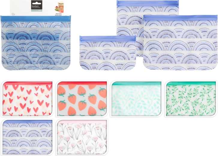 Lot de sachets transparents refermables (3 pièces)