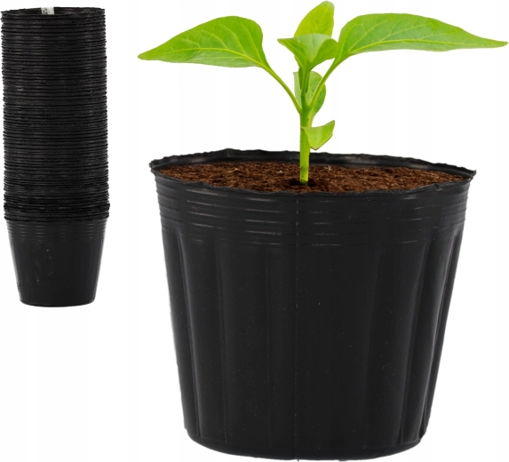 Lot de 100 pots de fleurs en plastique pour semis 9 × 7,8 cm