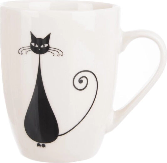 Tasse en porcelaine avec motif de chat blanc/noir 370 ml