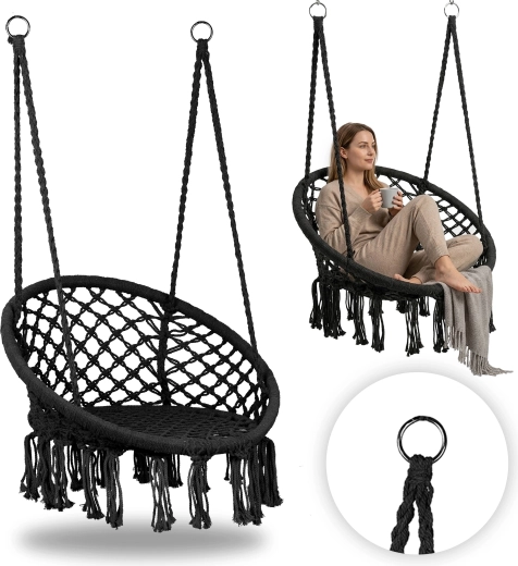 Fauteuil suspendu boho, noir, MultiGarden