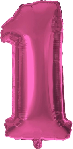 Ballon en aluminium TORO chiffre 1, 30 cm – Rose