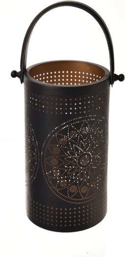 Bougeoir en métal noir et or 26 cm
