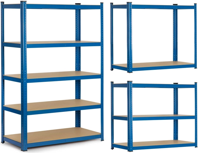 Étagère métallique Humberg 150 × 75 × 30 cm, 5 étagères, bleu