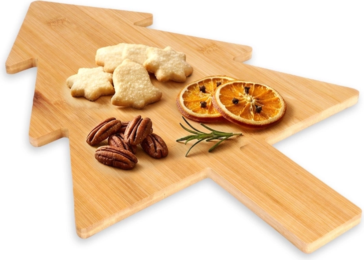 Planche à découper et à servir en bois en forme de sapin de Noël 44,5 × 30 cm