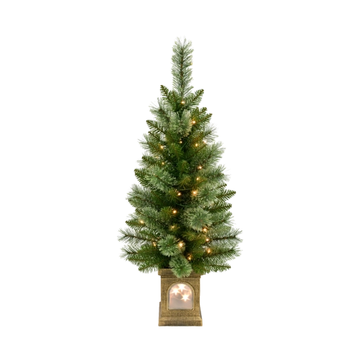 Sapin de Noël artificiel avec éclairage LED dans une lanterne, 105 cm