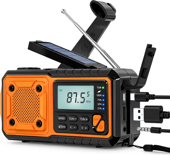 Radio solaire d’urgence Renew Force avec powerbank 5000 mAh, dynamo et FM/AM/SW - 1 pièce