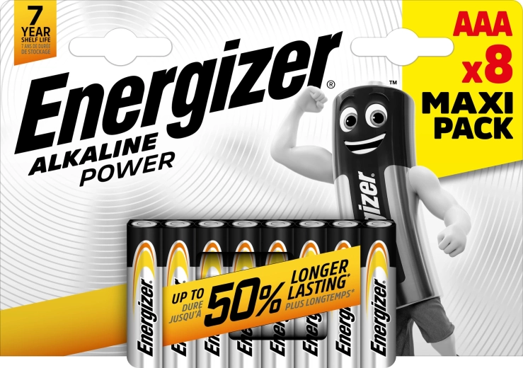 Piles alcalines Energizer Alkaline Power AAA/LR03 - 8 pièces