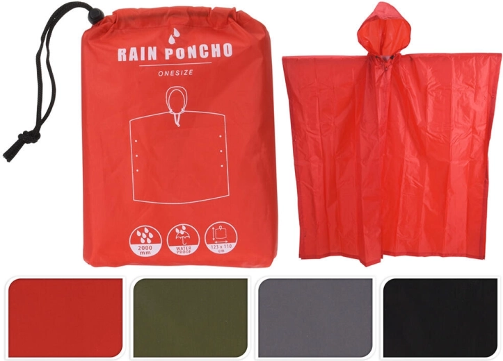 Poncho imperméable adulte en PET, assortiment de couleurs