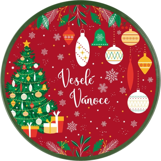 Plateau de service rond en métal TORO avec sapin de Noël, 26 cm