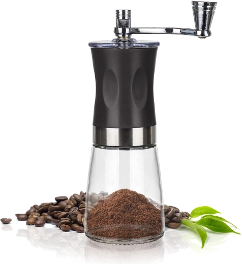 Réservoir en verre et manivelle ergonomique