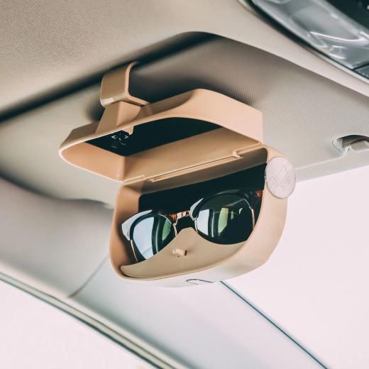 Porte-lunettes et cartes pour voiture avec pince – beige