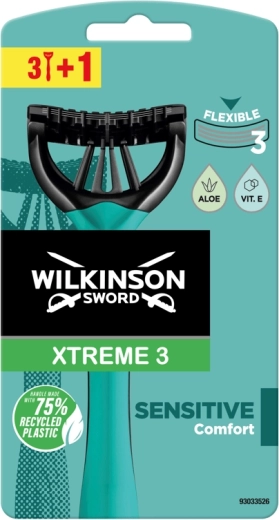 Wilkinson Xtreme 3 Sensitive rasoirs jetables pour peau sensible (3+1 pcs)