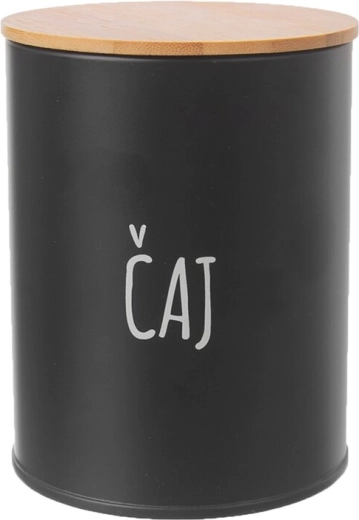 Boîte de rangement pour thé Black avec couvercle en bambou, diamètre 9,5 cm