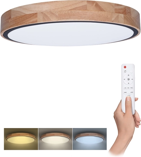 Solight plafonnier et applique LED Iron Oak avec télécommande 48 W, 40 cm, dimmable, CCT 3000–6500 K