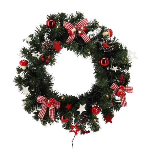 Couronne de Noël avec éclairage LED 40 cm rouge-blanc