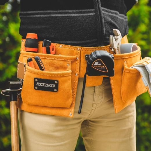 Ceinture porte-outils en cuir avec 9 poches et support pour marteau
