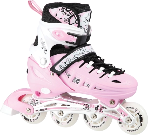 Patins réglables pour enfants 4-en-1 NILS Extreme roses – S (31-34)
