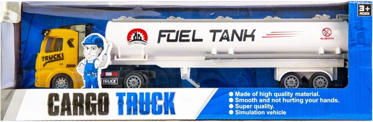 Camion-citerne à propulsion inertielle pullback avec cabine jaune