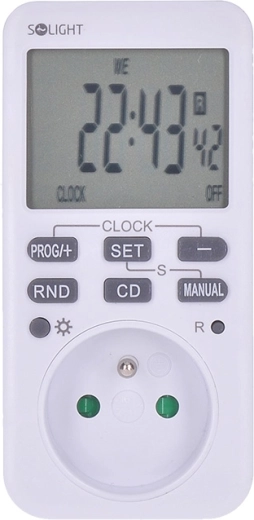 Solight interrupteur horaire numérique hebdomadaire avec grand LCD rétroéclairé