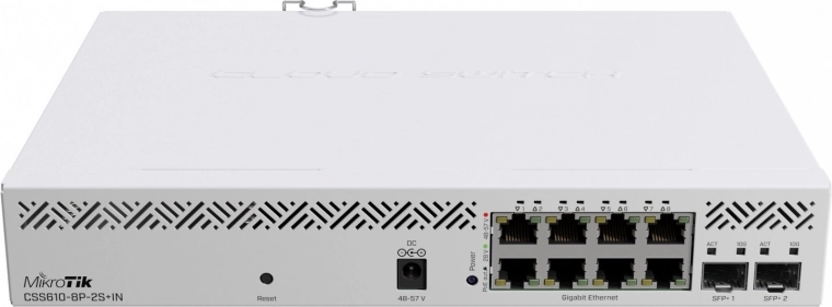 Commutateur réseau PoE MIKROTIK avec 8 ports et 2× SFP+ 10 Gb/s