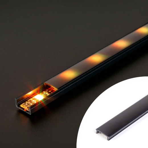 Cache opale noir pour profilé LED en aluminium 1000 mm