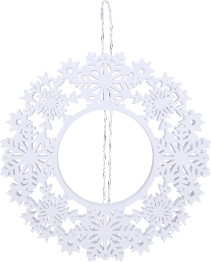 Couronne de Noël LED en bois Solight avec minuterie 30 cm blanche - 1 pièce