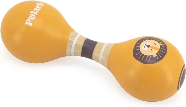 Maracas en bois double face avec motif lion PolarB
