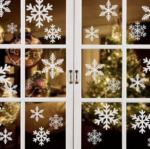 Décoration d’hiver pour fenêtres et portes vitrées
