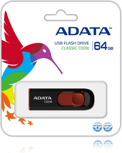 Clé USB ADATA 64 Go C008 noir‑rouge