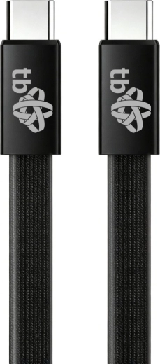 Câble USB-C vers USB-C plat en silicone, 1 m – Noir