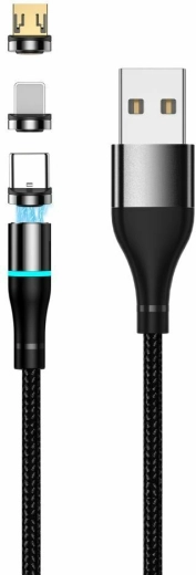 Setty câble USB magnétique 1 m, 2 A, nylon, noir