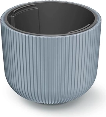 Cache-pot avec insert Milly 24 cm – gris clair, plastique rainuré