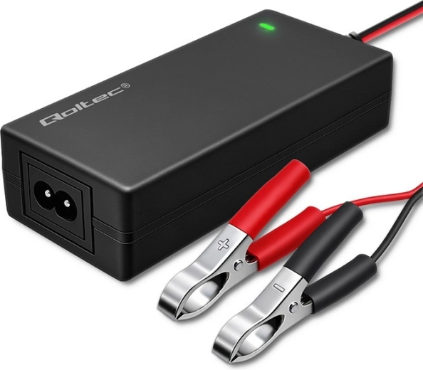 Chargeur Qoltec pour batteries au plomb AGM/GEL/STD 24 V 2 A (48 W) avec LED et câble de 1,8 m