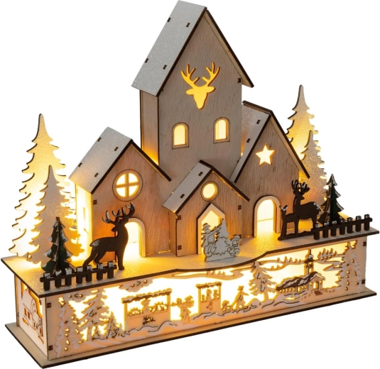 Village de Noël en bois avec 9 LED RETLUX