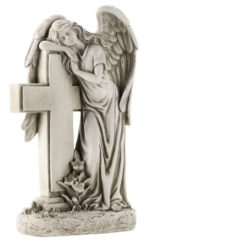 Ange avec croix – décoration commémorative 33 cm