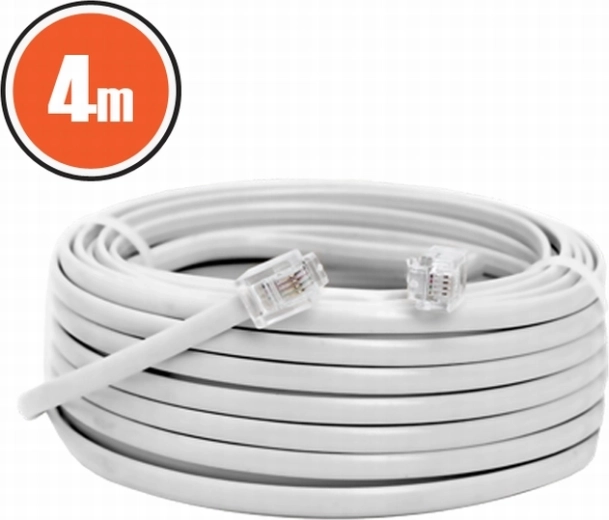 Câble téléphonique 6P4C, 4 m, blanc