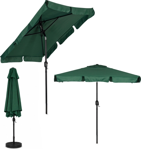 MultiGarden grand parasol de jardin avec manivelle et inclinaison 200 × 130 cm, vert
