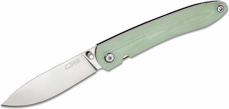 Couteau de poche pliant CJRB Ria 7,5 cm, sand polish, vert transparent, G10