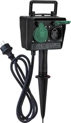 Potelet d'alimentation de jardin Solight IP44 avec 2 prises et minuterie